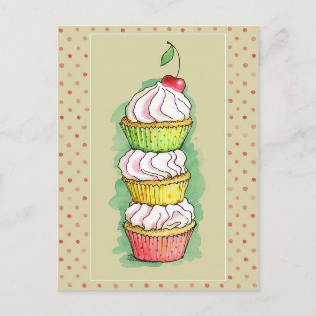 Aquarellkuchen. Küchenbild. Postkarte (Vorderseite)