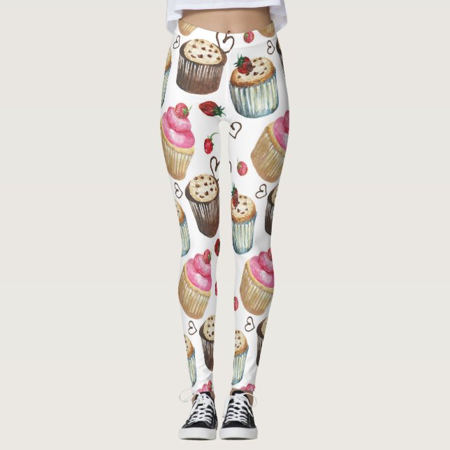 Aquarellkuchen Leggings (Vorderseite)
