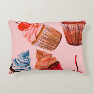 Aquarellkuchen: nahtloses Hintergrundmuster,  Dekokissen