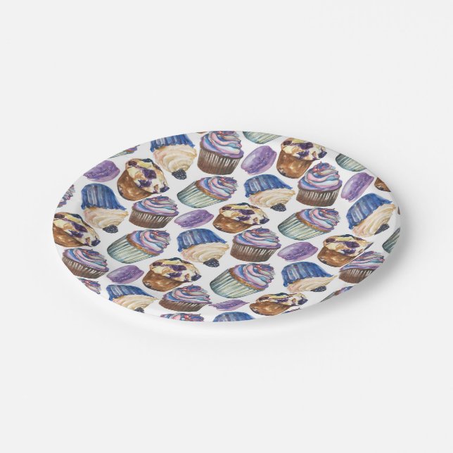 Aquarellkuchen Pappteller (Schrägansicht)