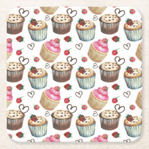 Aquarellkuchen Rechteckiger Pappuntersetzer