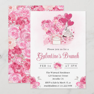 Aquarellkuchen und Geschenke Galentiner Brunch Einladung