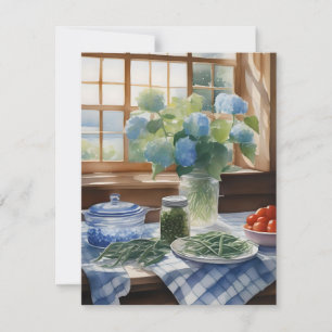 Aquarellküchentisch mit grünen Bohnen B Feiertagskarte