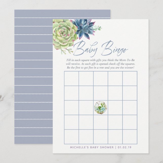 Aquarellkücher Babydusche Baby Bingo Einladung (Vorne/Hinten)