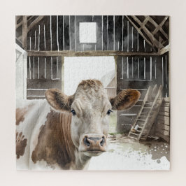 Aquarellkühe Hereford in Barn