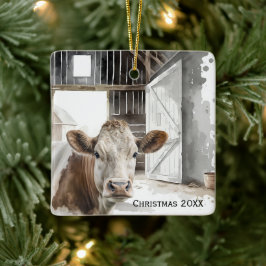 Aquarellkühe Hereford in Barn Keramikornament