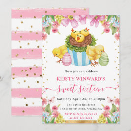Aquarellküken Osterküken und Kuchenfrühlingssüß 16 Einladung