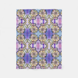 Aquarellkunst auf blau Blume Fleecedecke