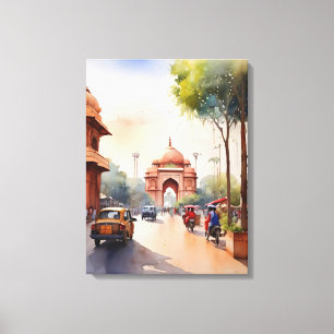 Aquarellkunst Delhi Leinwanddruck