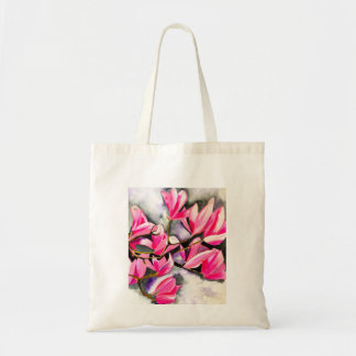 Aquarellkunst der rosa Magnolie Tragetasche