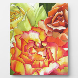Aquarellkunst in Orangen- und Gelbrosen Fotoplatte