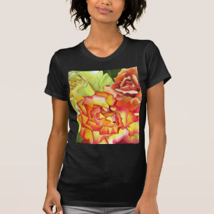 Aquarellkunst in Orangen- und Gelbrosen T-Shirt
