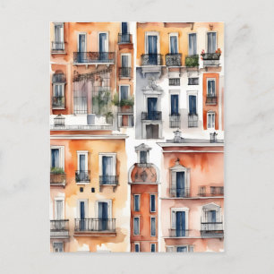 Aquarellkunst Madrid Postkarte