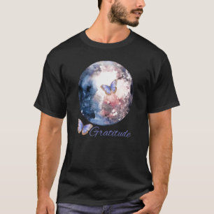 Aquarellkunst Mond und Schmetterlinge Dankbarkeit T-Shirt