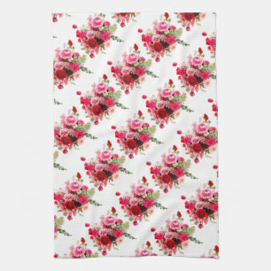 Aquarellkunst Rosa Rote Rosen Moderne Florale Tren Geschirrtuch