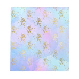 Aquarellkunst Sanfte Farben Goldenes Einhorn Fanta Notizblock