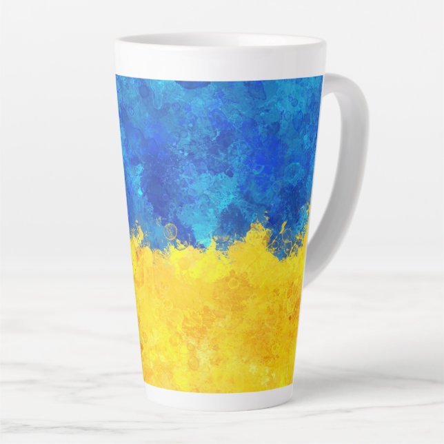 Aquarellkunst ukrainische Flagge  Milchtasse (Rechte Ecke)