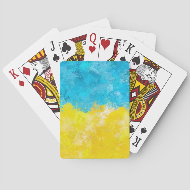 Aquarellkunst ukrainische Flagge Spielkarten (Rückseite)