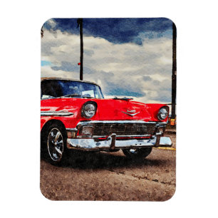 Aquarellkunst von 1956 Chevrolet Bel Air Magnet