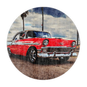 Aquarellkunst von 1956 Chevrolet Bel Air Schneidebrett