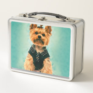 Aquarellkunst Yorkshire Terrier Metall Brotdose