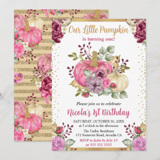 Aquarellkürbis Herbst 1. Geburtstag Einladung