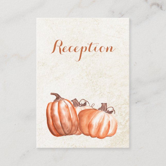 Aquarellkürbis Hochzeit im Herbst Empfang laden Begleitkarte (Vorderseite)