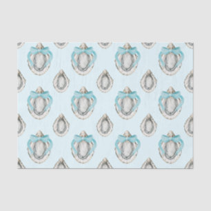Aquarellküste Austern Blauer Bow Seidenpapier