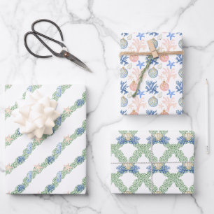 Aquarellküste Küste Weihnachtsgarten Geschenkpapier Set