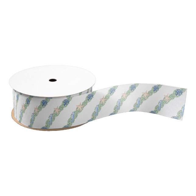 Aquarellküste Küste Weihnachtsgarten Ripsband (Spule)