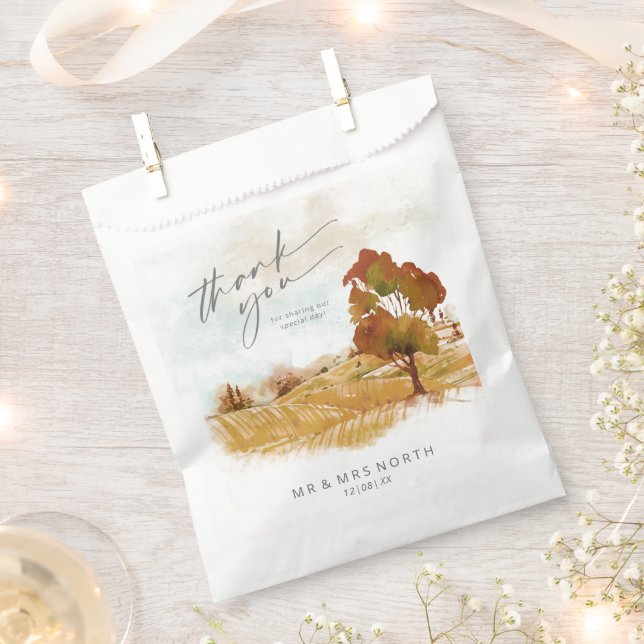Aquarelllandschaft Danke Autumn Gold ID786 Geschenktütchen (Ausgeschnitten)
