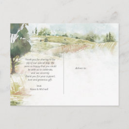 Aquarelllandschaft Danke Sage Green ID786 Ankündigungspostkarte