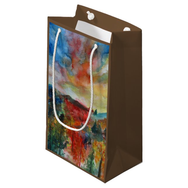 Aquarelllandschaft Herbsttag Geschenktüte (Vorderseite Schrägansicht)