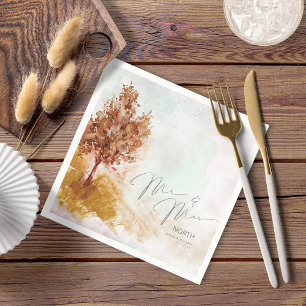 Aquarelllandschaft Herr & Frau Autumn Gold ID786 Serviette