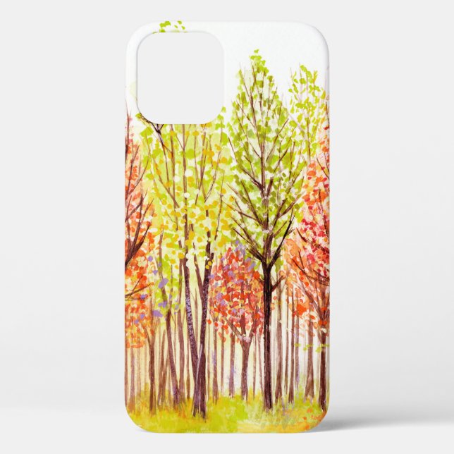 Aquarelllandschaft mit Herbstbäumen Case-Mate iPhone Hülle (Rückseite)