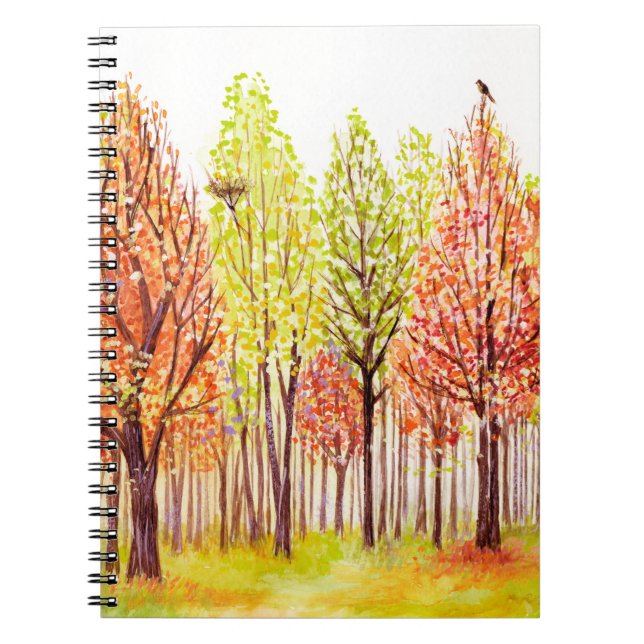 Aquarelllandschaft mit Herbstbäumen Notizblock (Vorderseite)