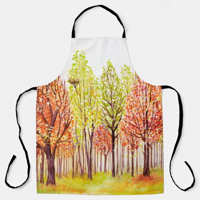 Aquarelllandschaft mit Herbstbäumen Schürze (Vorderseite)