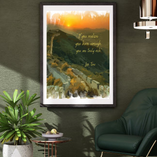 Aquarelllandschaft mit Zen-Zitat Poster