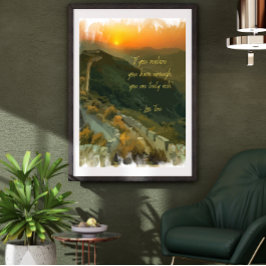 Aquarelllandschaft mit Zen-Zitat Poster