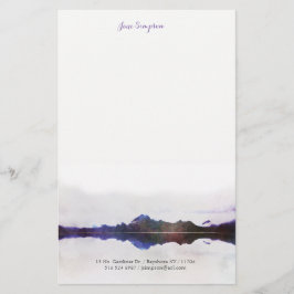 Aquarelllandschaftspersönliches stationäres briefpapier