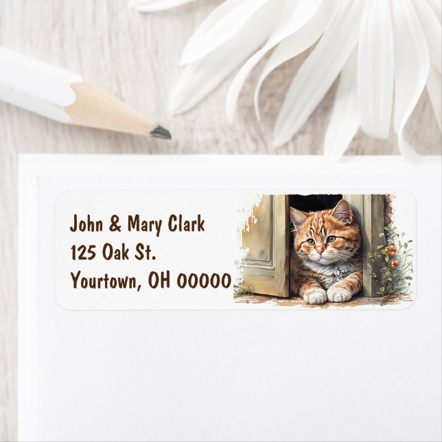 Aquarellläuferin Kitten vor der Tür (Insitu)