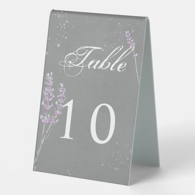 Aquarelllavender-Blume auf grau Tischaufsteller (Rückseite)