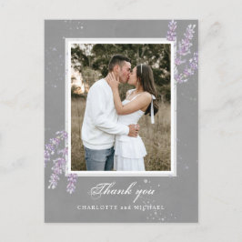 Aquarelllavender Blume Hochzeit dank Foto Postkarte