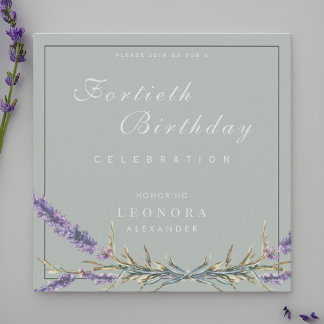 Aquarelllavender Blume JEDER Meilenstein Geburtsta Einladung
