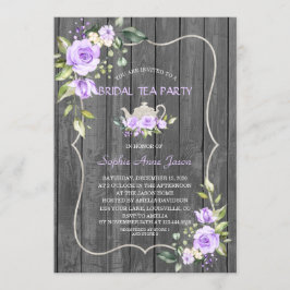 Aquarelllavender Blume Wood Bridal Tee Party Einladung