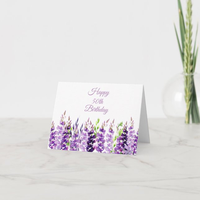 Aquarelllavender Border Birthday Card Karte (Vorderseite)