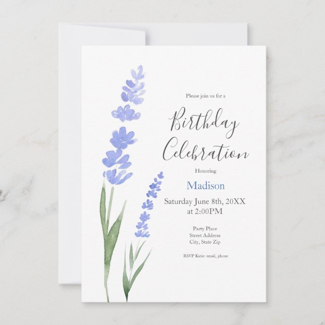 Aquarelllavender Einladung (Vorderseite)