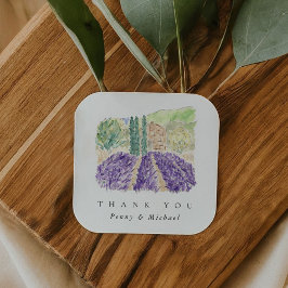 Aquarelllavender Fields Vielen Dank für Ihr Intere Quadratischer Aufkleber