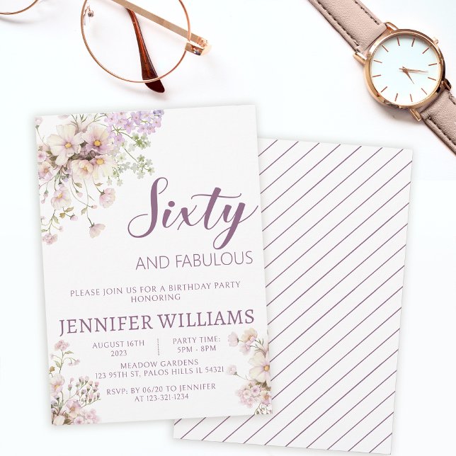Aquarelllavender floral 60. 60er Geburtstag Einladung (Von Creator hochgeladen)