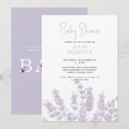 Aquarelllavender Floral Baby Dusche II Einladung